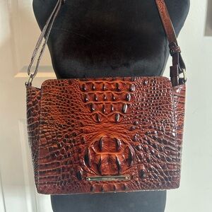 Brahmin Brown Croc-Embossed Leather Crossbody Bag